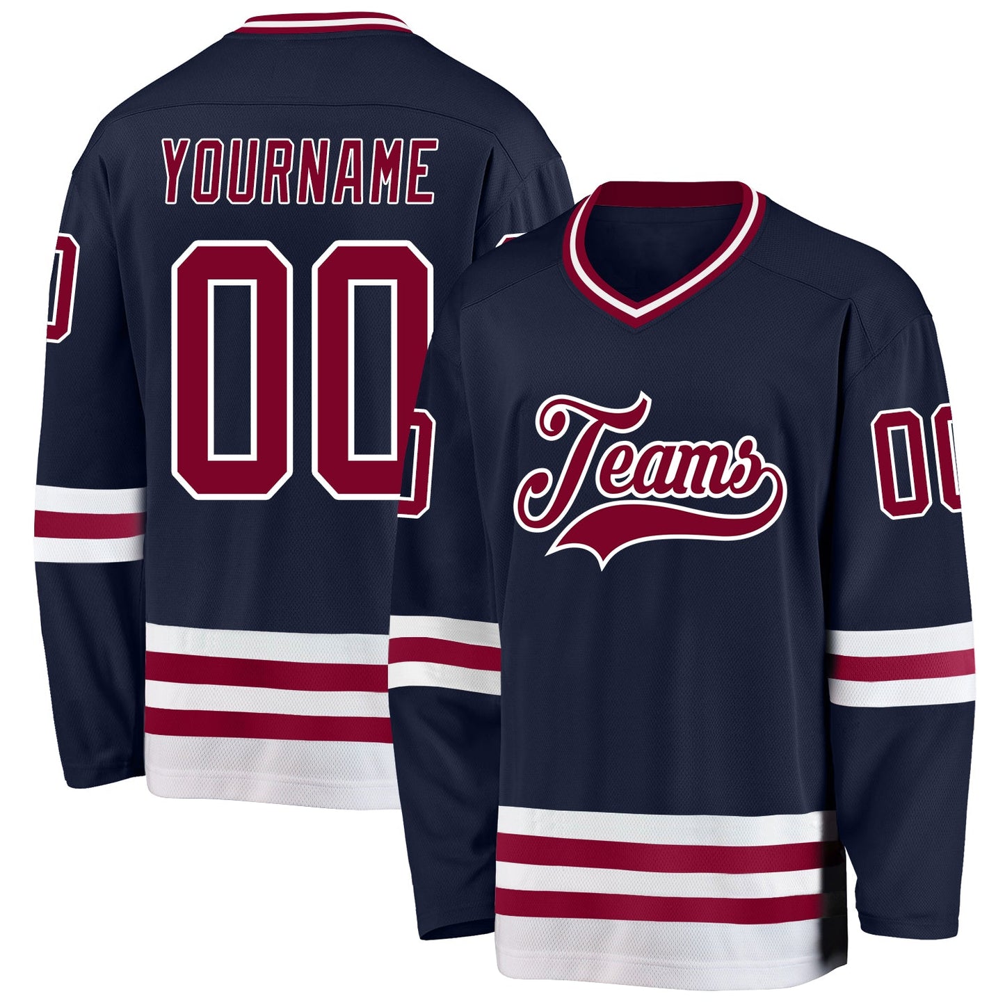 Custom Navy Maroon-White Hockey Jersey - Sky-Custom