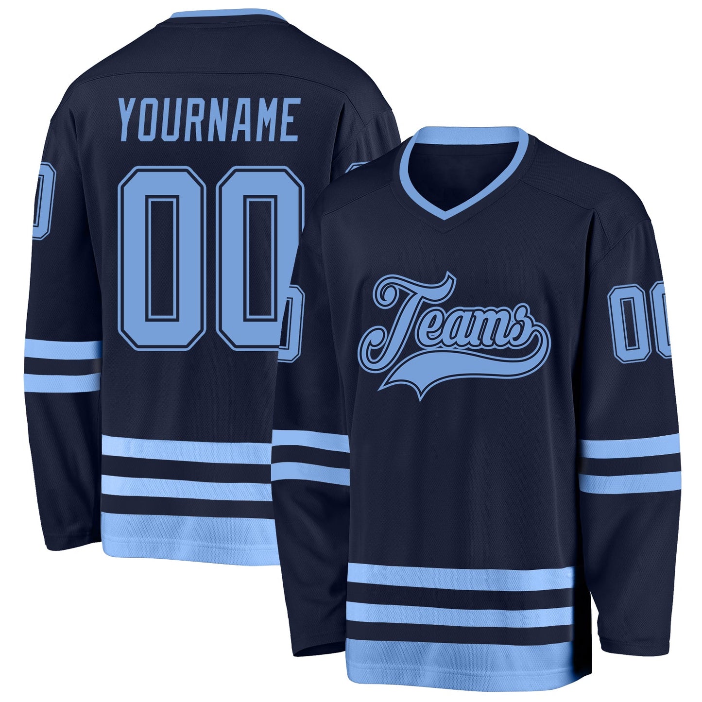 Custom Navy Light Blue Hockey Jersey - Sky-Custom