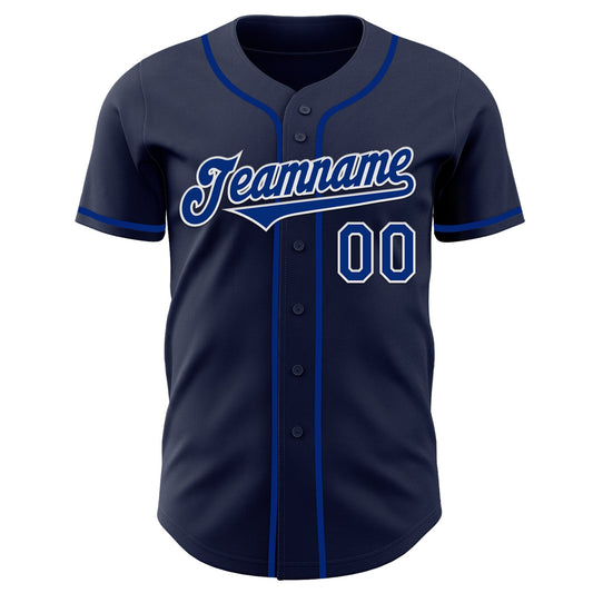 Custom Navy Royal-White Authentic Baseball Jersey - Sky-Custom