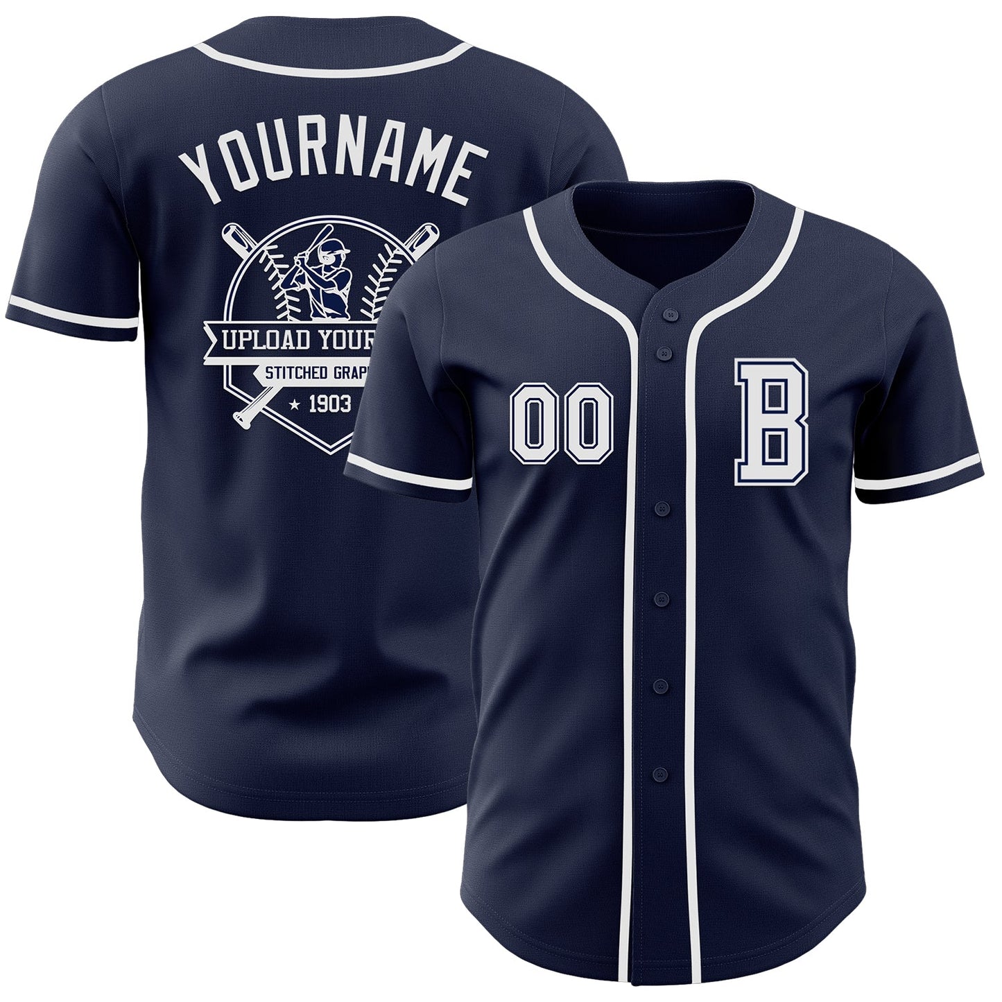 Custom Navy White Authentic Baseball Jersey - Sky-Custom