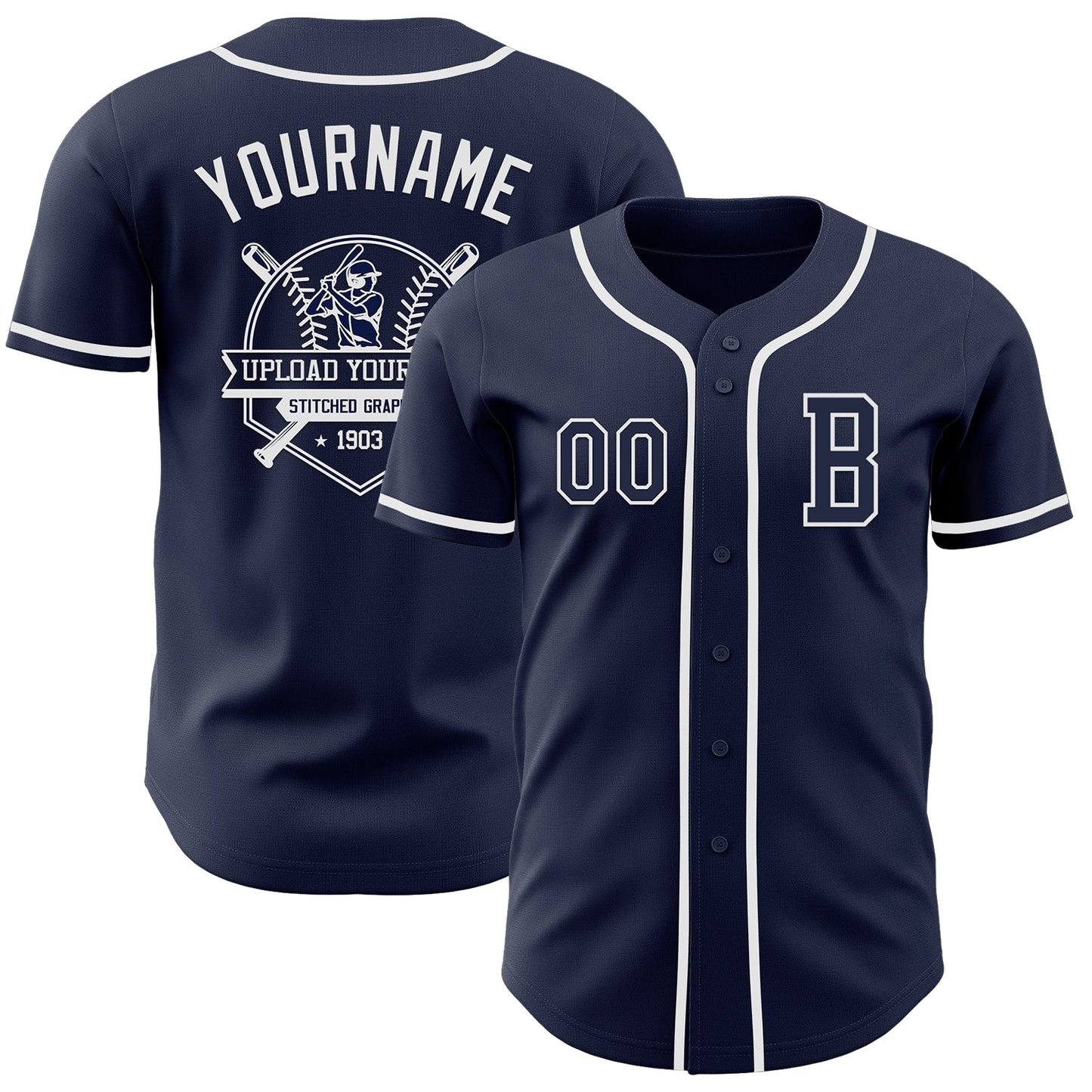 Custom Navy White Authentic Baseball Jersey - Sky-Custom