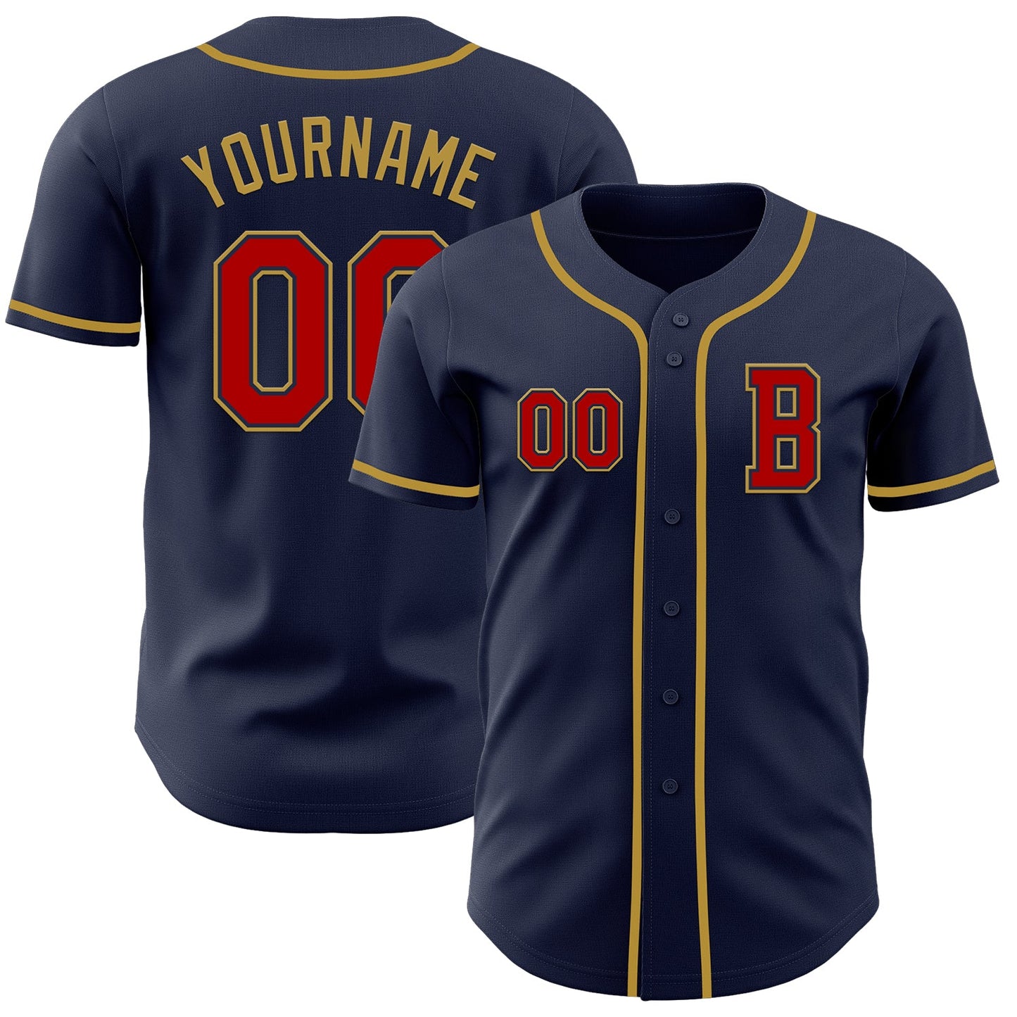 Custom Navy Red-Old Gold Authentic Baseball Jersey - Sky-Custom