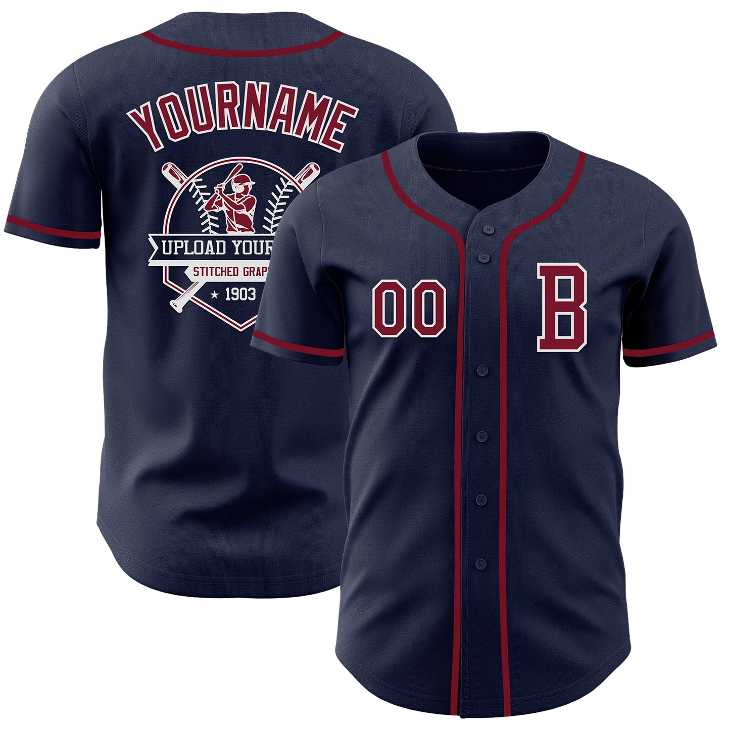 Custom Navy Crimson-White Authentic Baseball Jersey - Sky-Custom