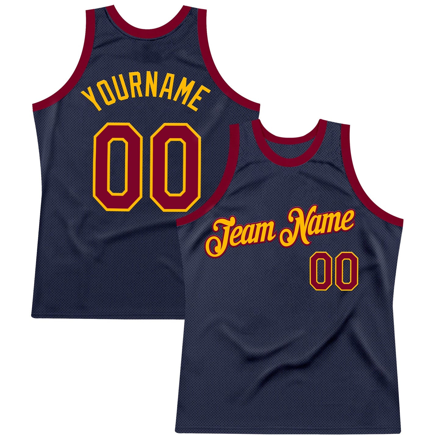 Custom Navy Maroon-Gold Authentic Throwback Basketball Jersey - Sky-Custom