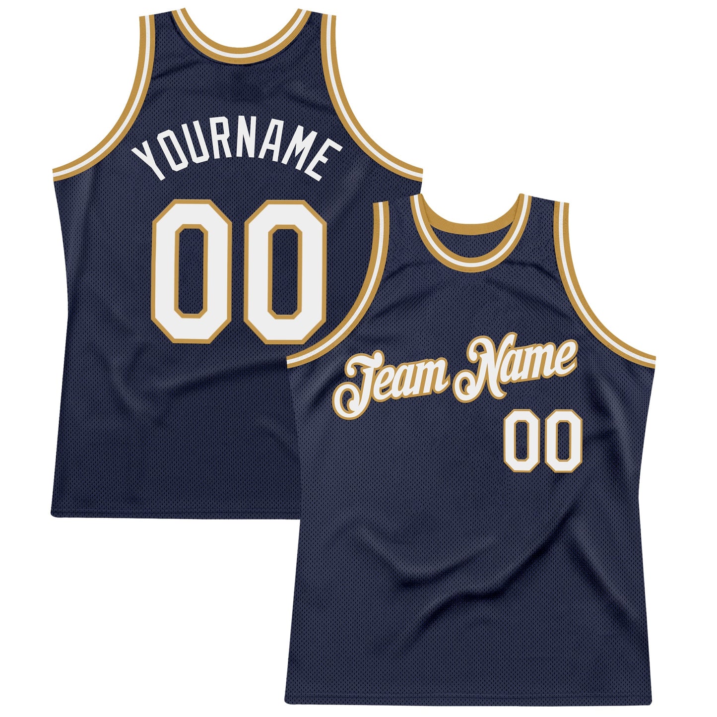 Custom Navy White-Old Gold Authentic Throwback Basketball Jersey - Sky-Custom