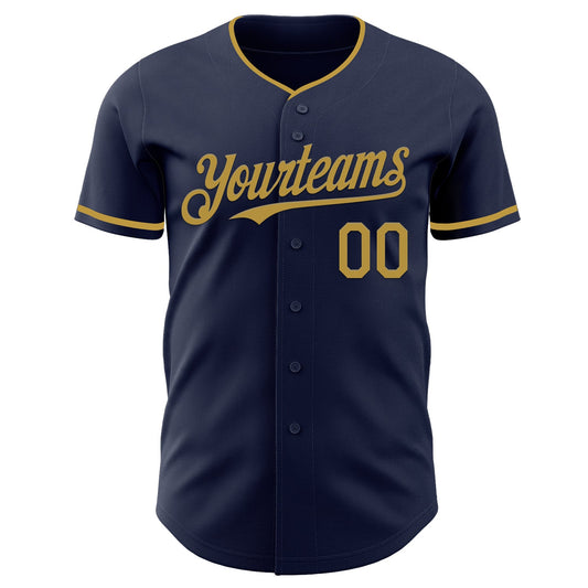 Custom Navy Old Gold Authentic Baseball Jersey - Sky-Custom