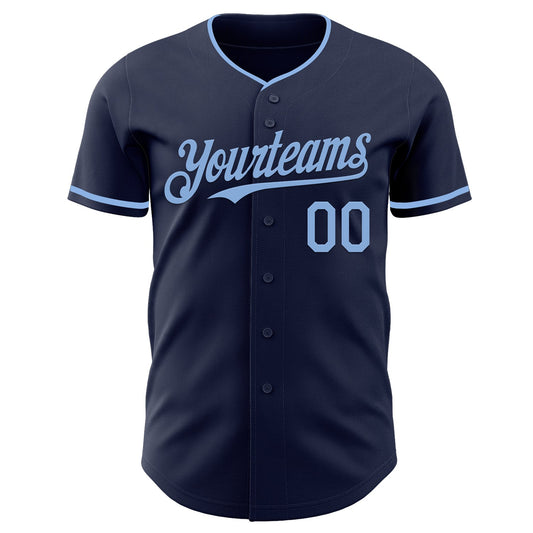 Custom Navy Light Blue Authentic Baseball Jersey - Sky-Custom