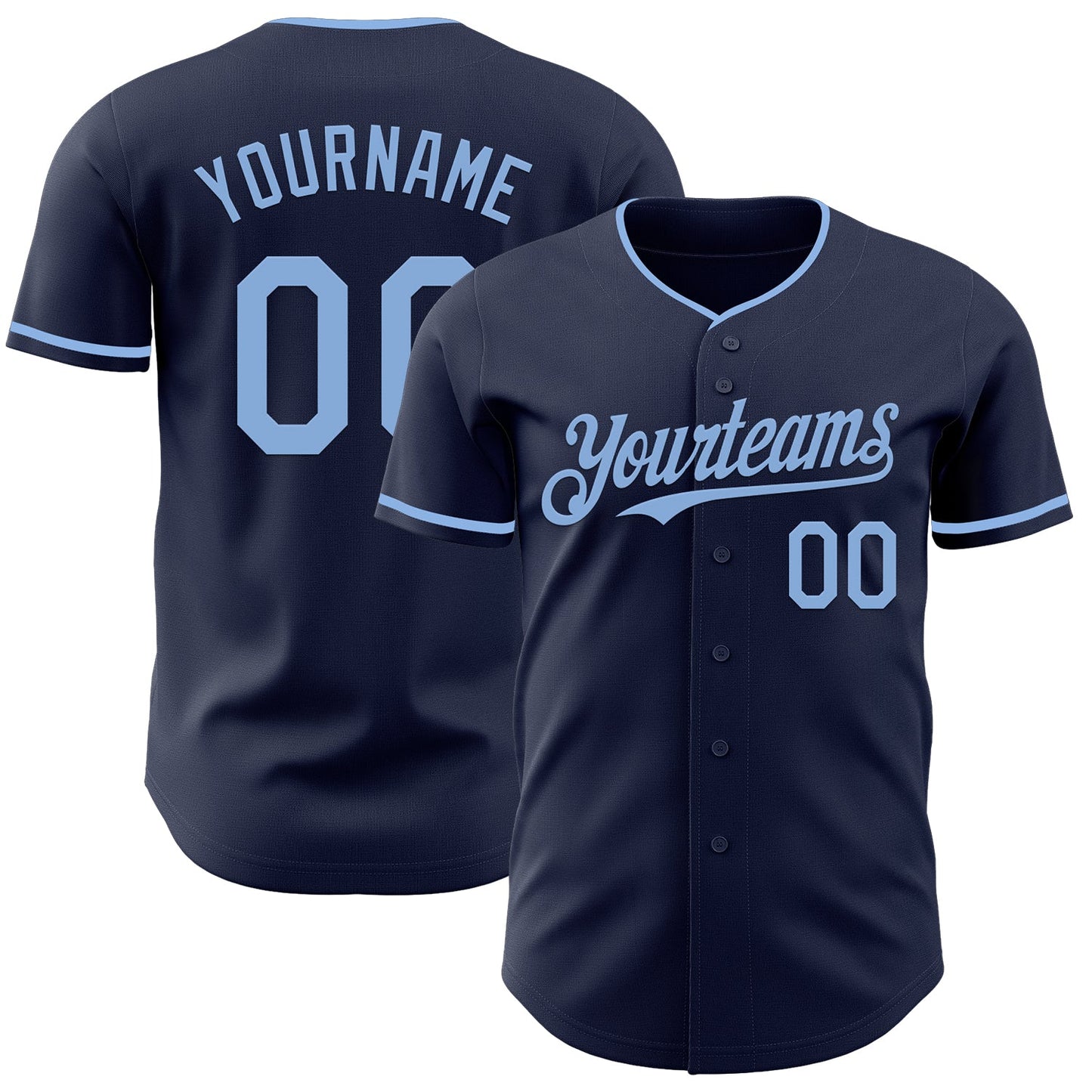 Custom Navy Light Blue Authentic Baseball Jersey - Sky-Custom