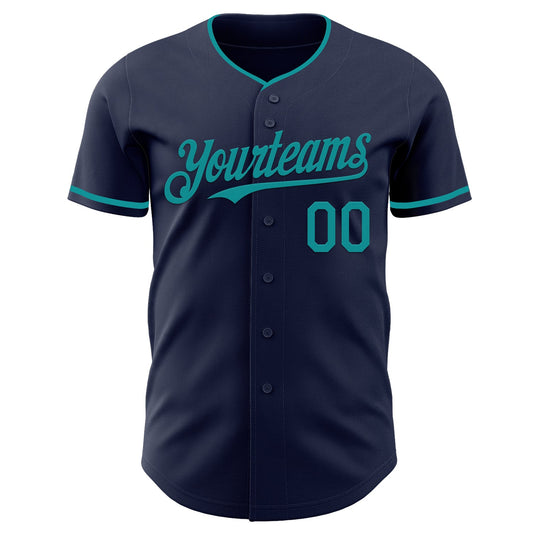 Custom Navy Teal Authentic Baseball Jersey - Sky-Custom