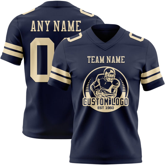 Custom Navy Cream Mesh Authentic Football Jersey - Sky-Custom