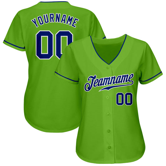 Custom Neon Green Royal-White Authentic Baseball Jersey - Sky-Custom