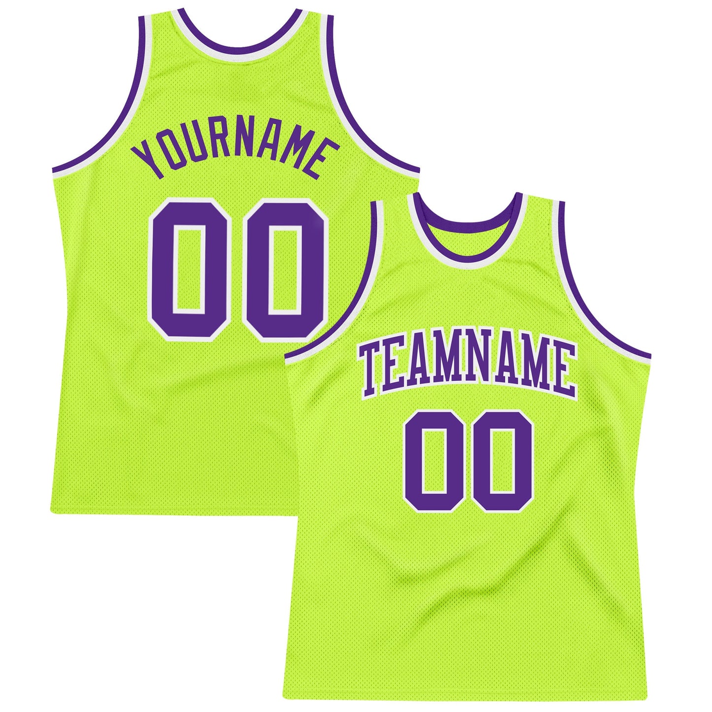 Custom Neon Green Purple-White Authentic Throwback Basketball Jersey - Sky-Custom