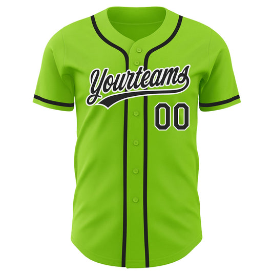 Custom Neon Green Black-White Authentic Baseball Jersey - Sky-Custom