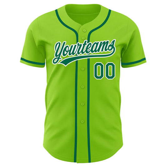 Custom Neon Green Kelly Green-White Authentic Baseball Jersey - Sky-Custom