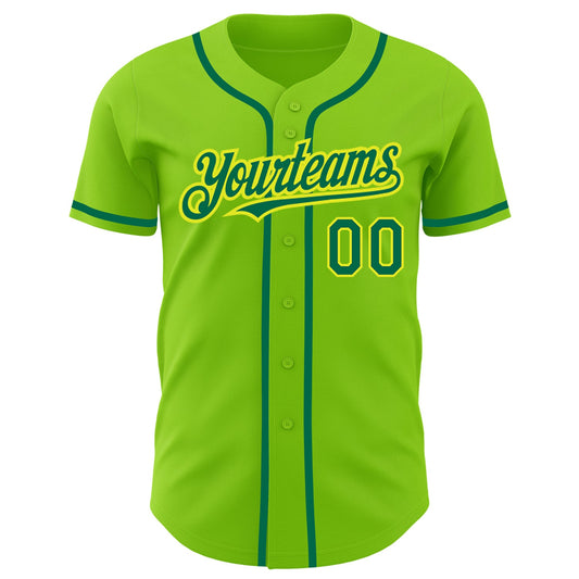 Custom Neon Green Kelly Green-Neon Yellow Authentic Baseball Jersey - Sky-Custom