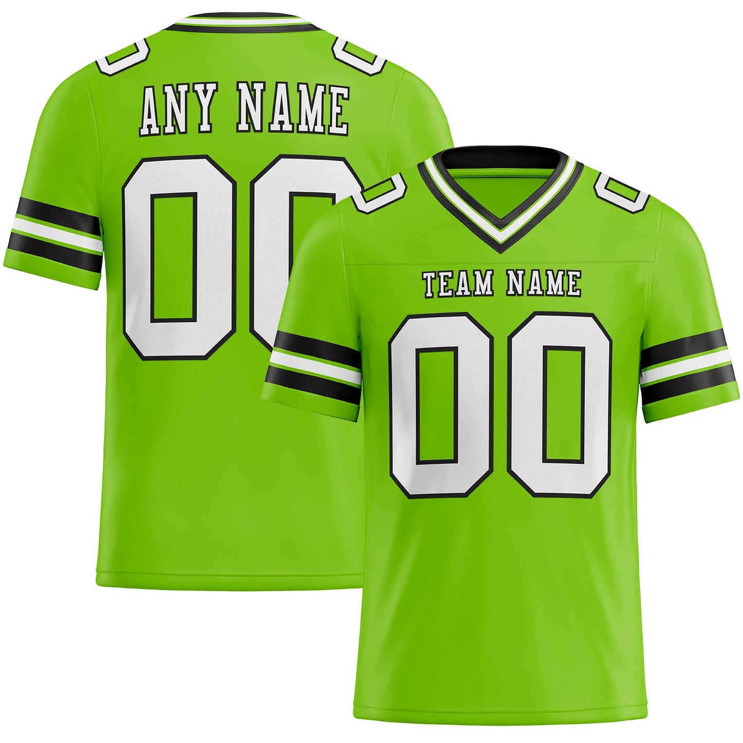 Custom Neon Green White-Black Mesh Authentic Football Jersey - Sky-Custom