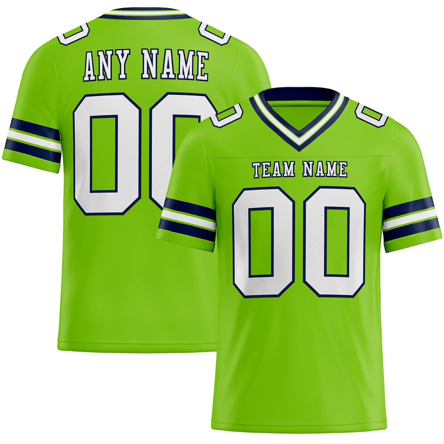 Custom Neon Green White-Navy Mesh Authentic Football Jersey - Sky-Custom