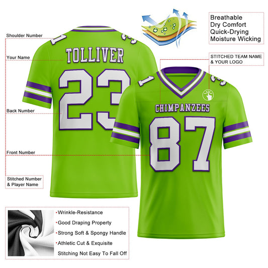 Custom Neon Green White-Purple Mesh Authentic Football Jersey - Sky-Custom