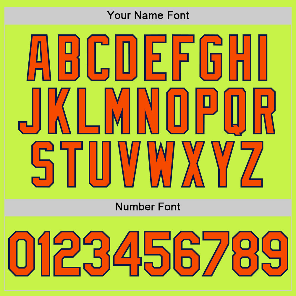 Custom Neon Green Orange-Navy Mesh Authentic Throwback Baseball Jersey - Sky-Custom