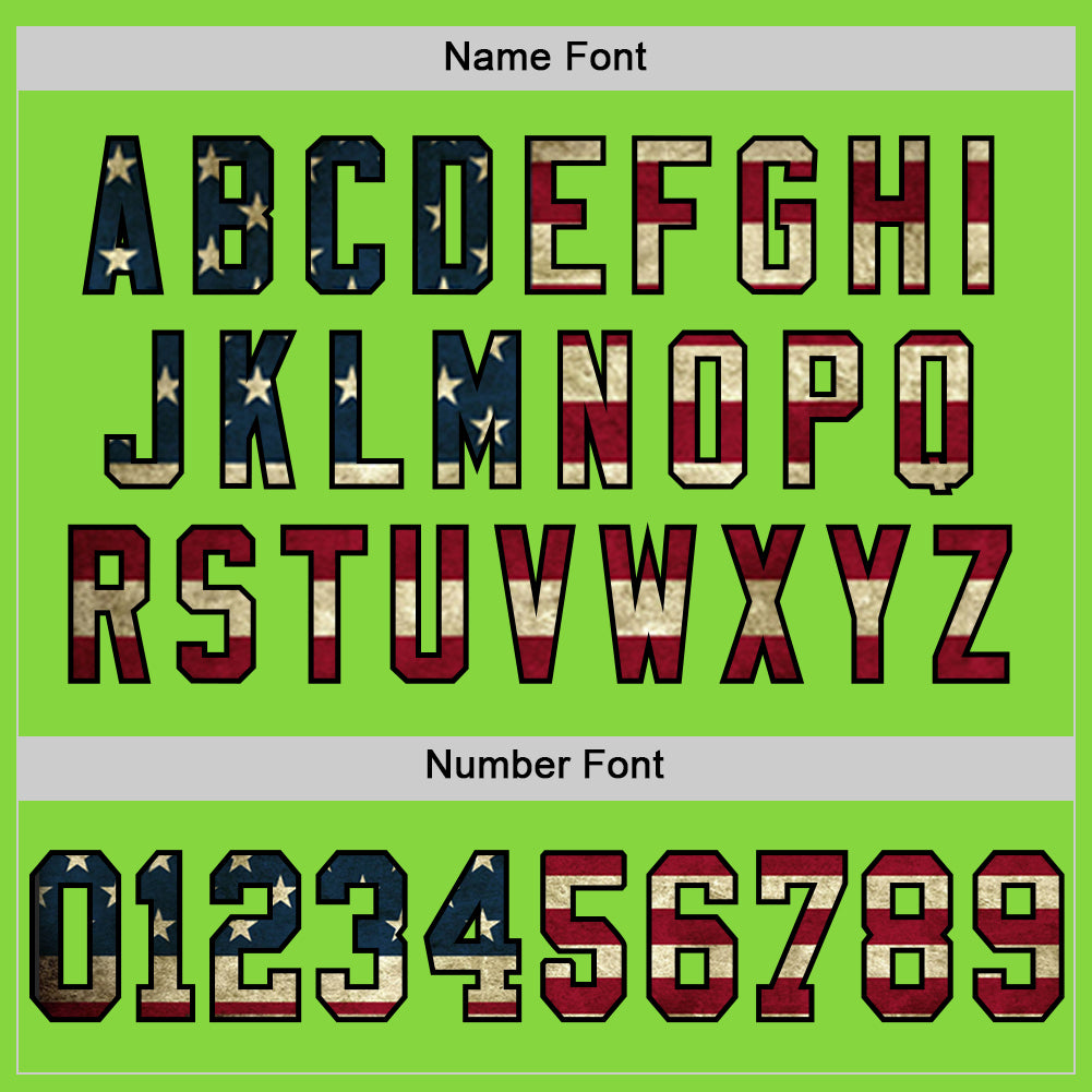 Custom Neon Green Vintage USA Flag Black-Old Gold Mesh Authentic Throwback Football Jersey - Sky-Custom