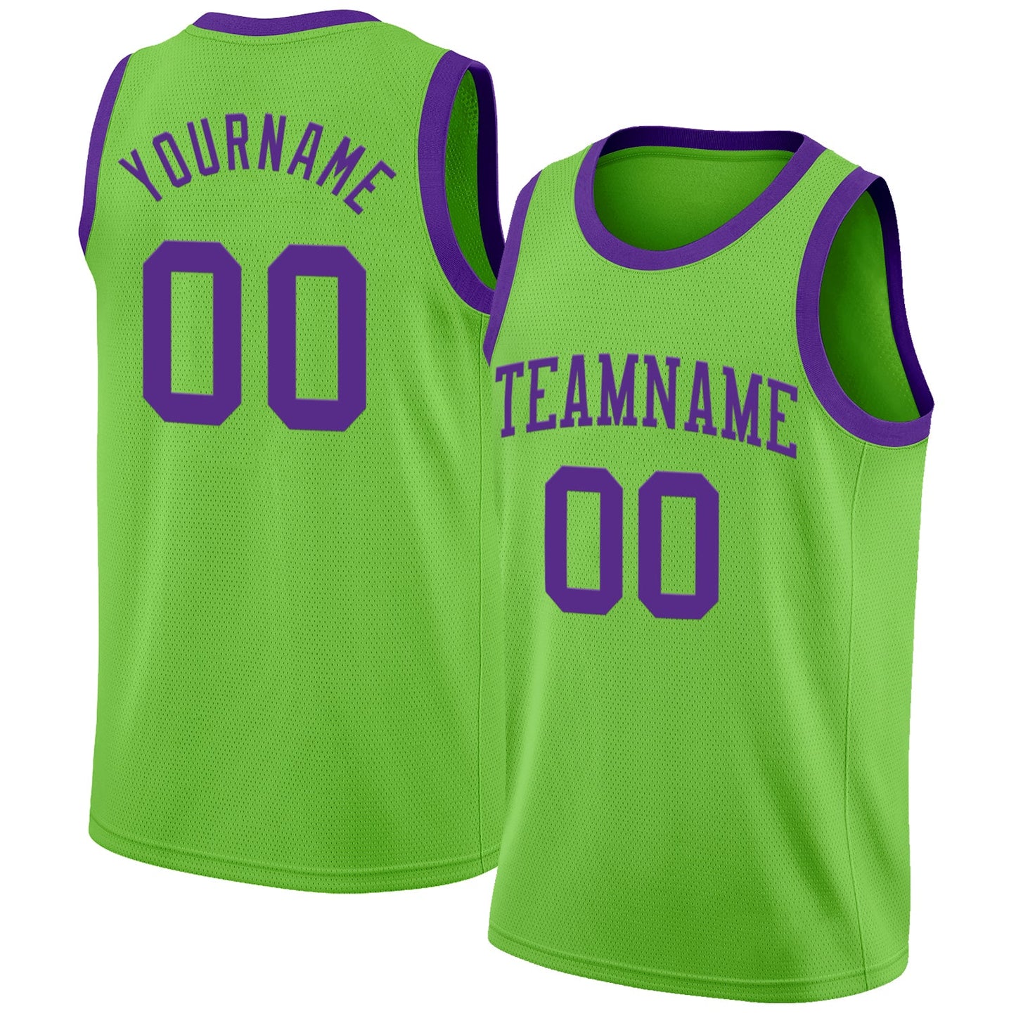 Custom Neon Green Purple Authentic Basketball Jersey - Sky-Custom