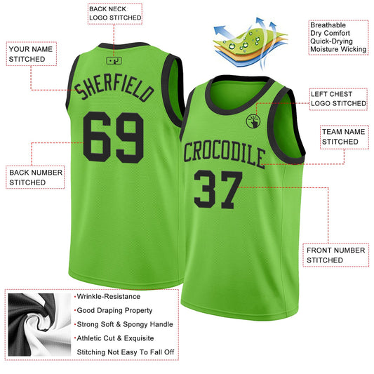 Custom Neon Green Black Authentic Basketball Jersey - Sky-Custom