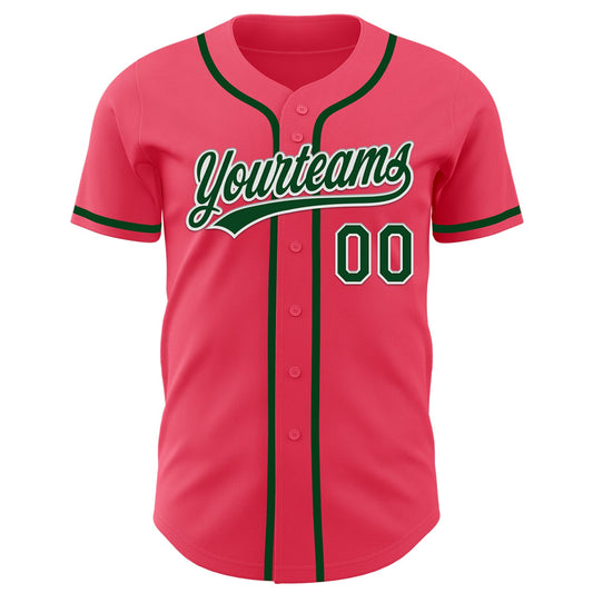 Custom Neon Pink Green-White Authentic Baseball Jersey - Sky-Custom