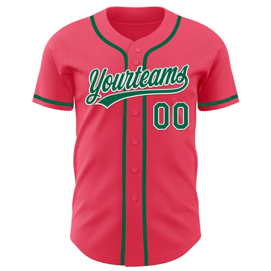 Custom Neon Pink Kelly Green-White Authentic Baseball Jersey - Sky-Custom