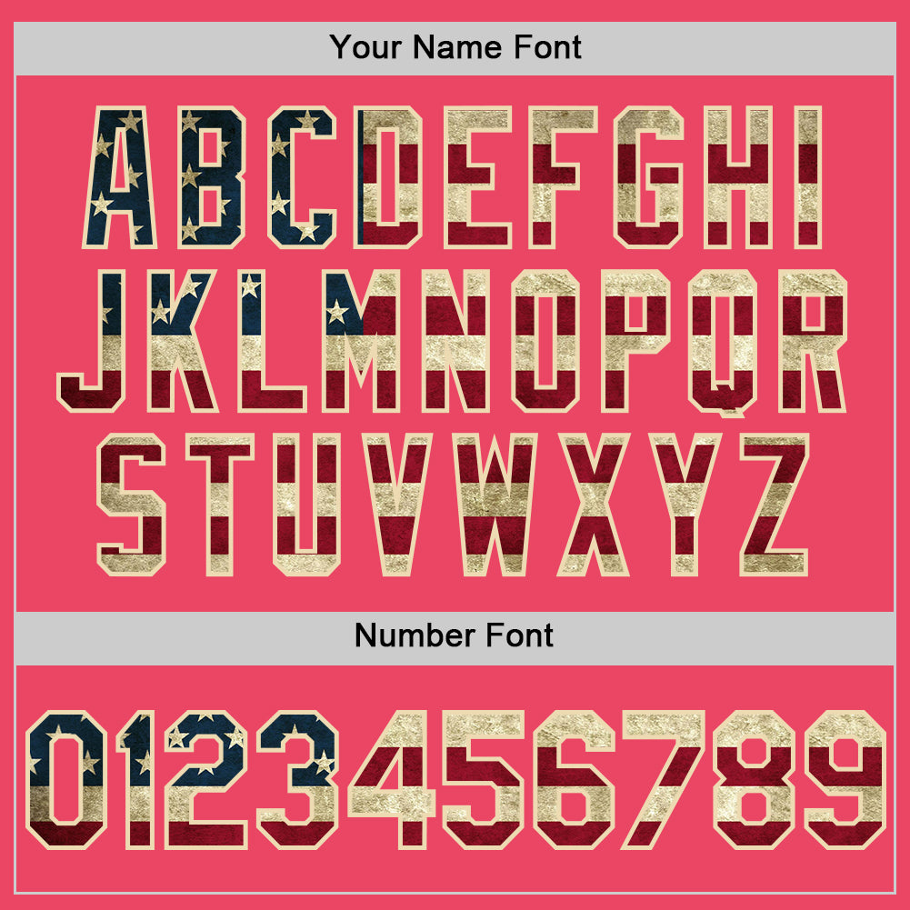 Custom Neon Pink Vintage USA Flag-Cream Authentic Baseball Jersey - Sky-Custom