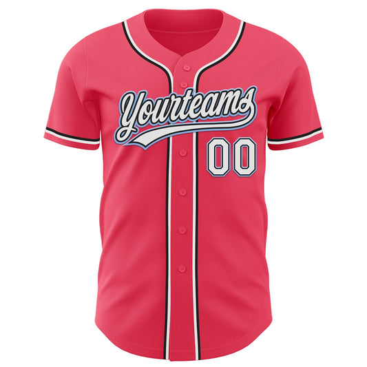 Custom Neon Pink Black-Light Blue Authentic Baseball Jersey - Sky-Custom