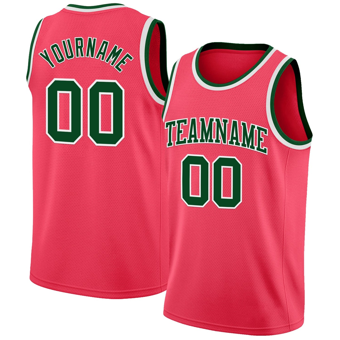Custom Neon Pink Green-White Authentic Basketball Jersey - Sky-Custom