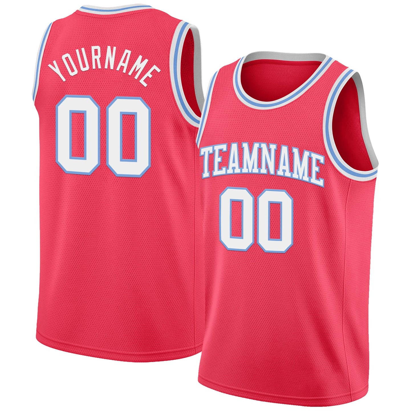 Custom Neon Pink White-Light Blue Authentic Basketball Jersey - Sky-Custom