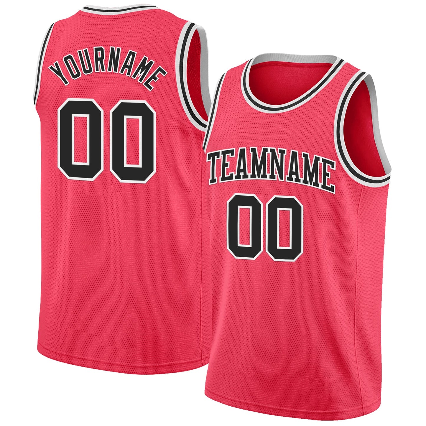 Custom Neon Pink Black-White Authentic Basketball Jersey - Sky-Custom