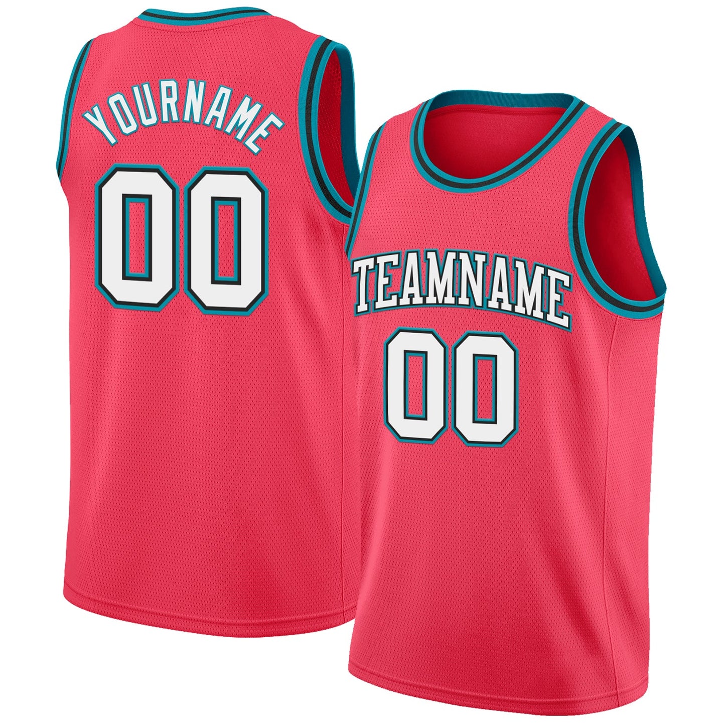 Custom Neon Pink White Black-Teal Authentic Basketball Jersey - Sky-Custom