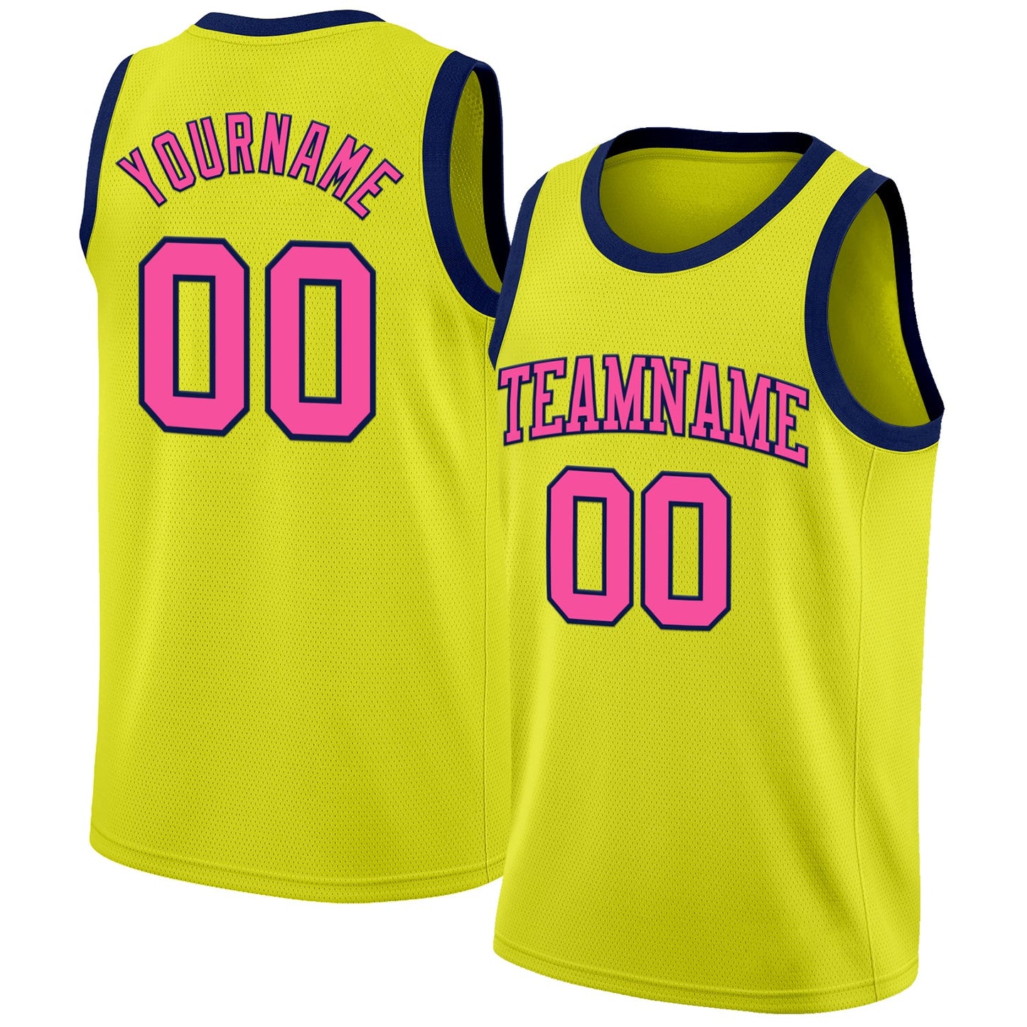 Custom Neon Yellow Pink-Navy Authentic Basketball Jersey - Sky-Custom