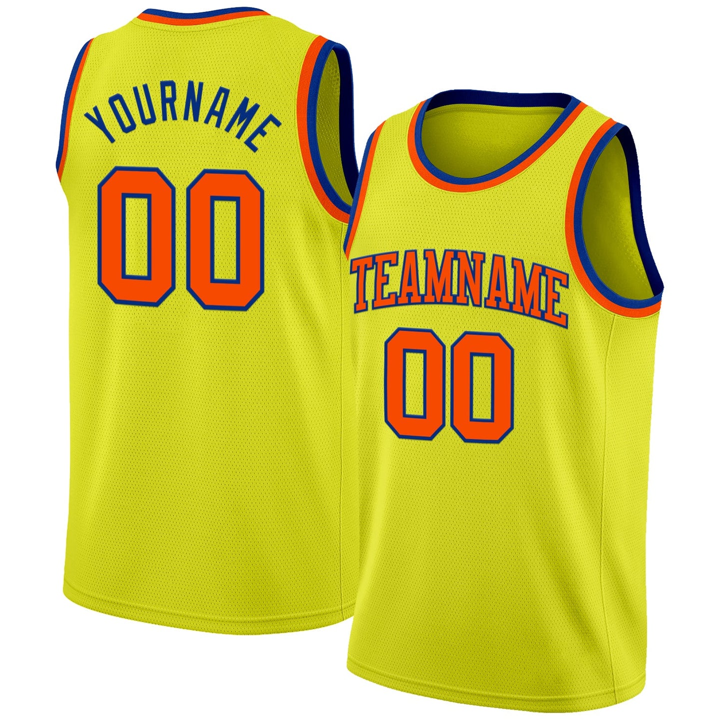 Custom Neon Yellow Orange-Royal Authentic Basketball Jersey - Sky-Custom