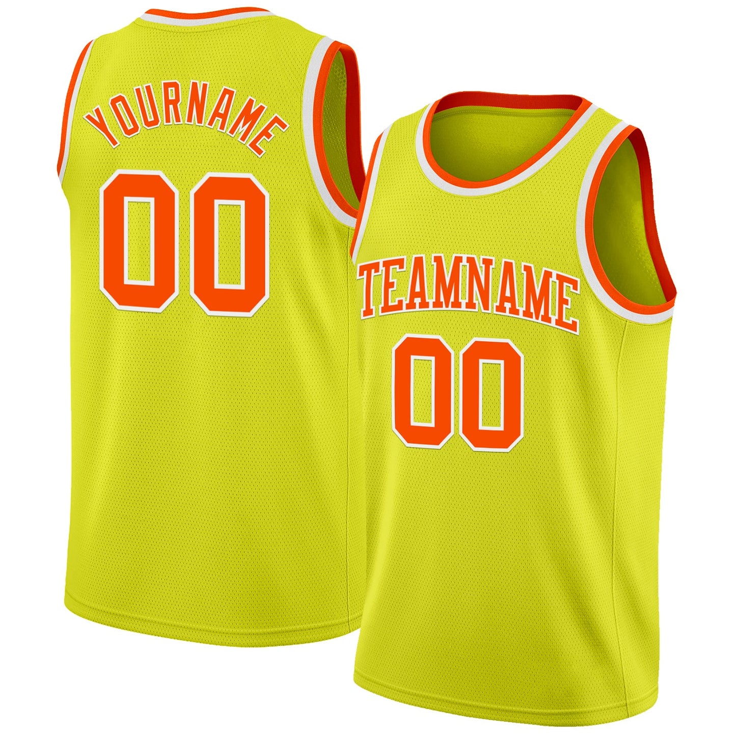 Custom Neon Yellow Orange-White Authentic Basketball Jersey - Sky-Custom