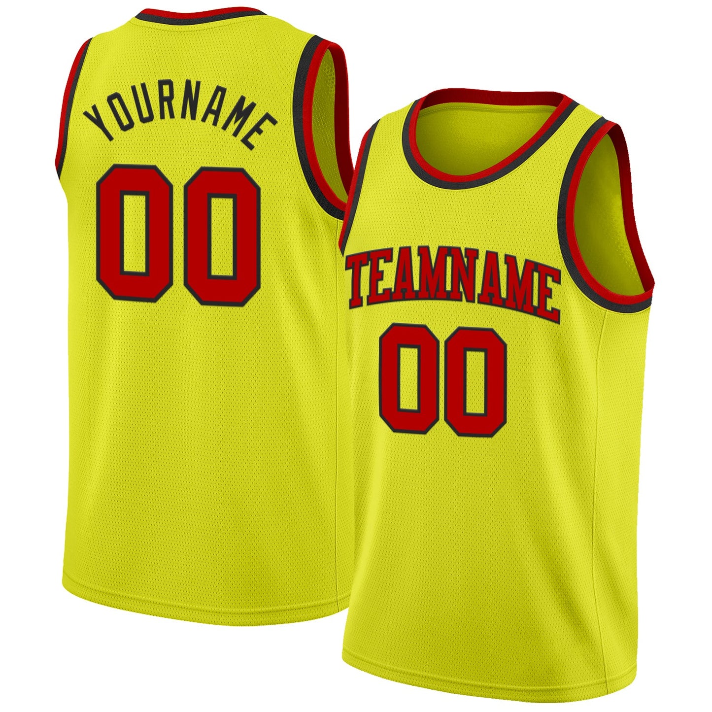 Custom Neon Yellow Red-Black Authentic Basketball Jersey - Sky-Custom
