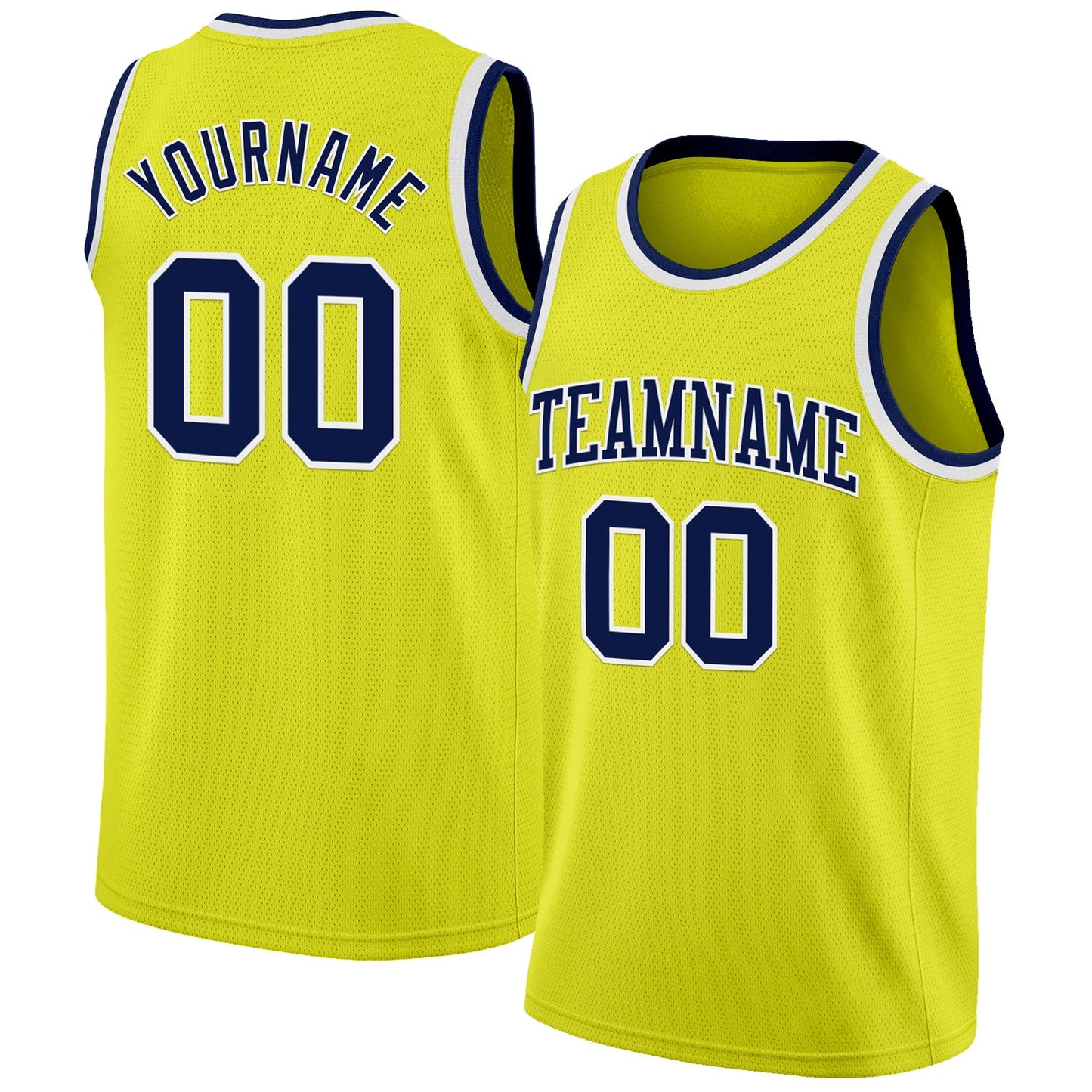Custom Neon Yellow Navy-White Authentic Basketball Jersey - Sky-Custom
