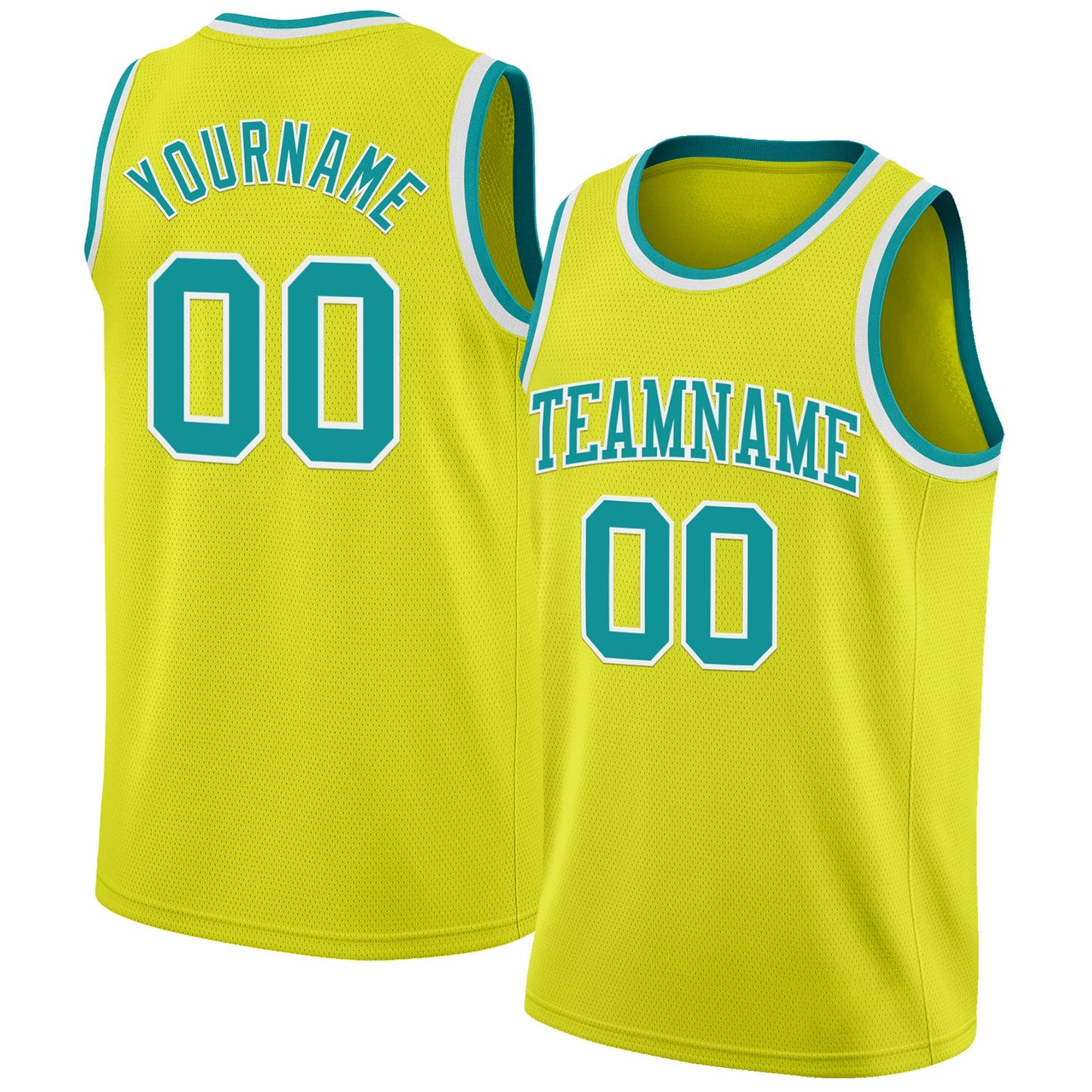 Custom Neon Yellow Teal-White Authentic Basketball Jersey - Sky-Custom