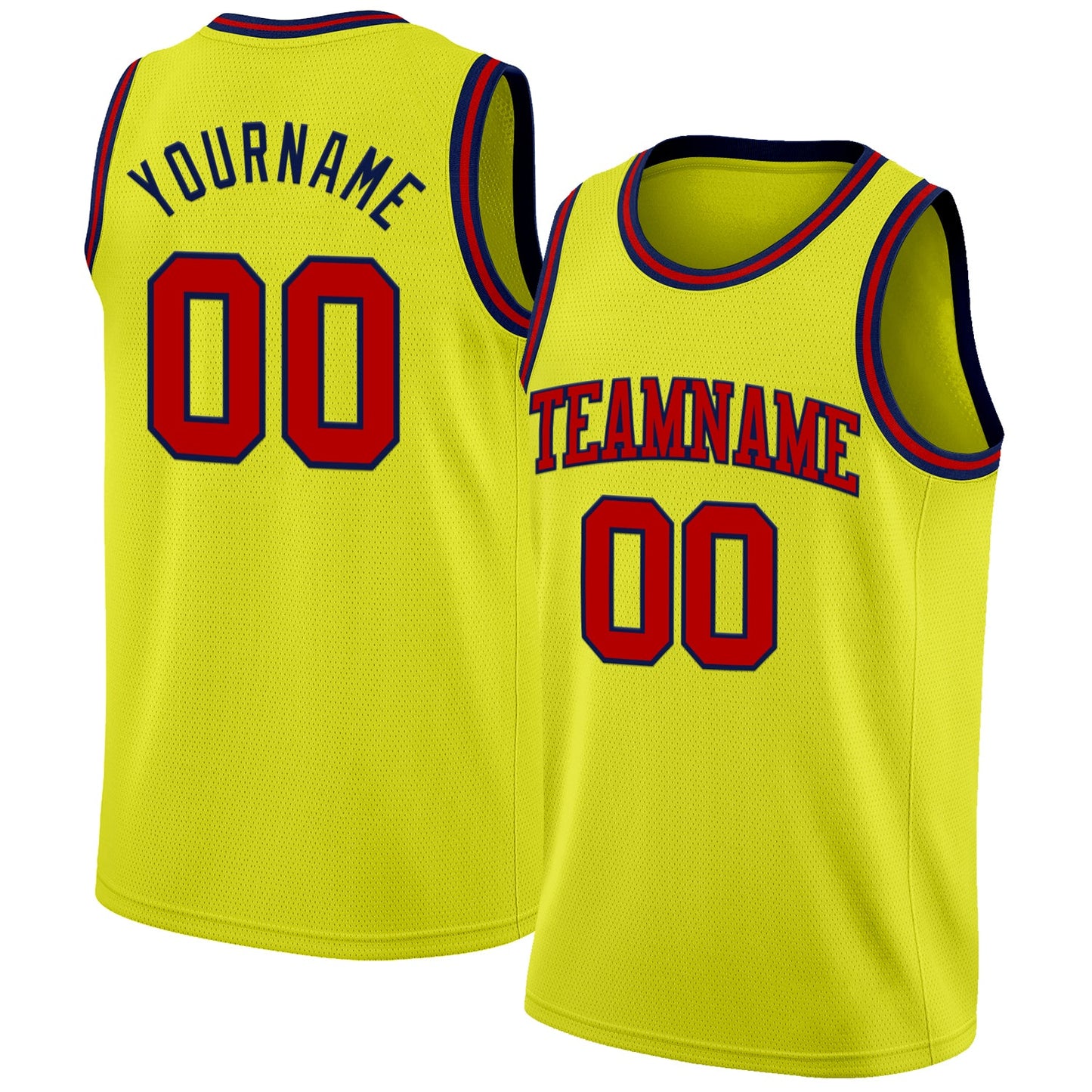 Custom Neon Yellow Red-Navy Authentic Basketball Jersey - Sky-Custom