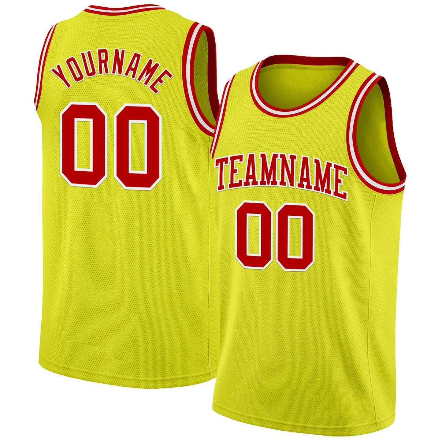 Custom Neon Yellow Red-White Authentic Basketball Jersey - Sky-Custom