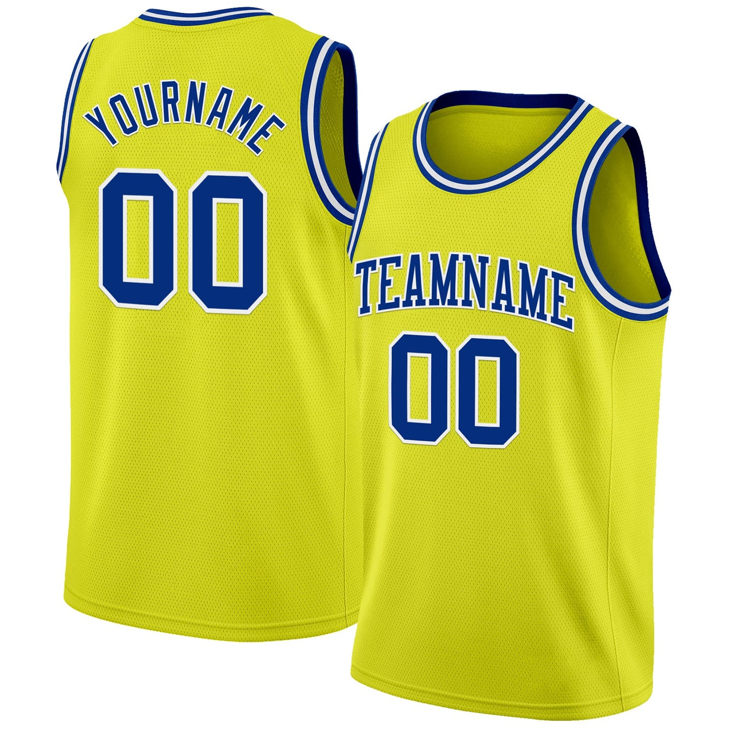 Custom Neon Yellow Royal-White Authentic Basketball Jersey - Sky-Custom