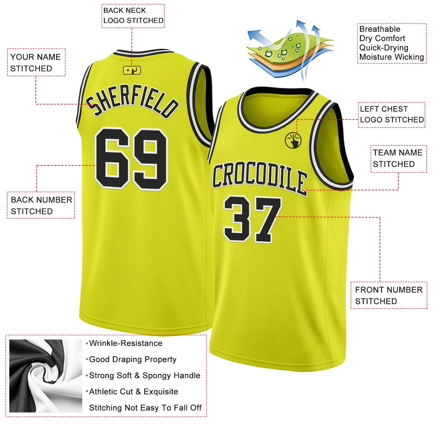 Custom Neon Yellow Black-White Authentic Basketball Jersey - Sky-Custom