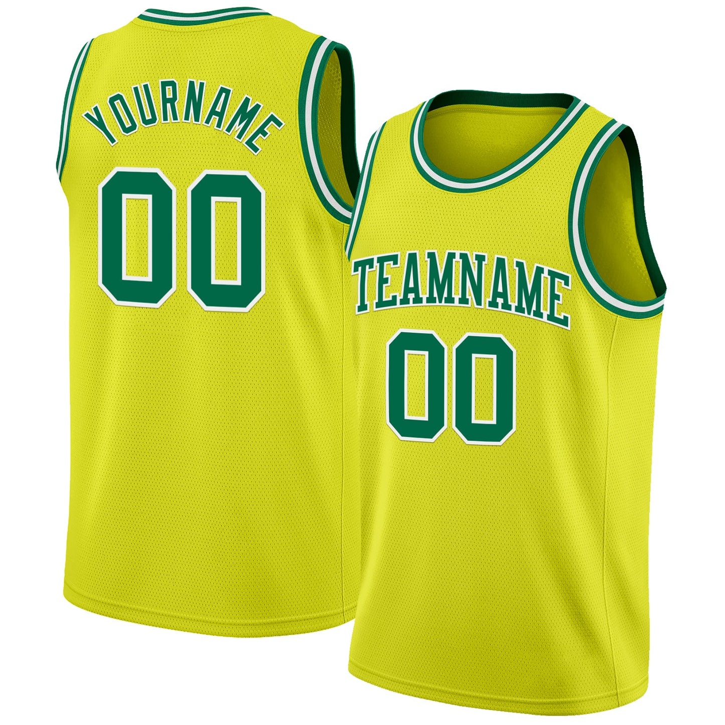 Custom Neon Yellow Kelly Green-White Authentic Basketball Jersey - Sky-Custom