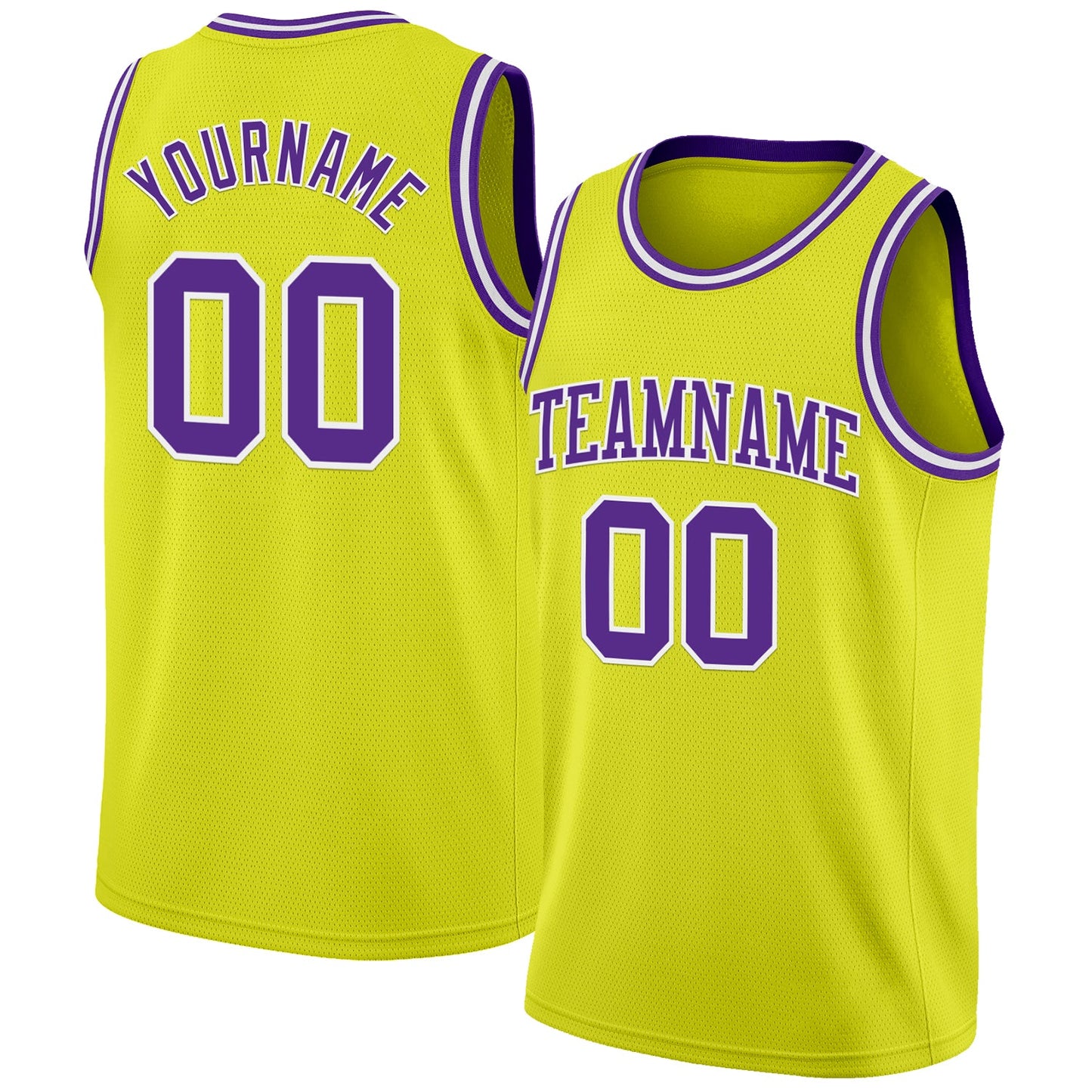 Custom Neon Yellow Purple-White Authentic Basketball Jersey - Sky-Custom
