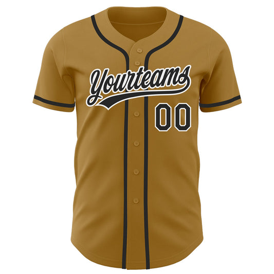 Custom Old Gold Black-White Authentic Baseball Jersey - Sky-Custom