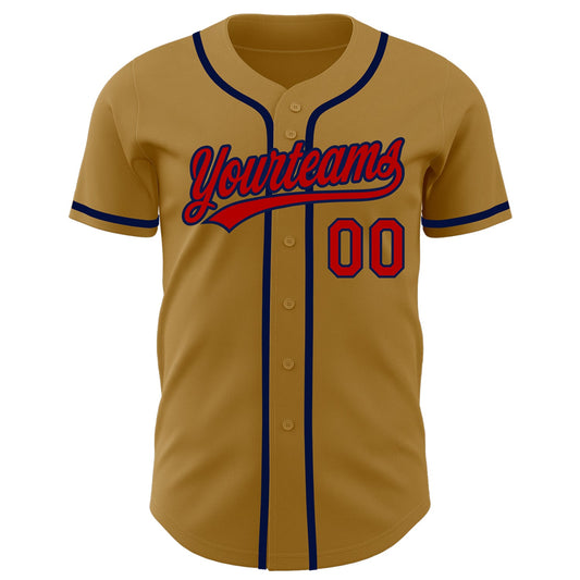 Custom Old Gold Red-Navy Authentic Baseball Jersey - Sky-Custom