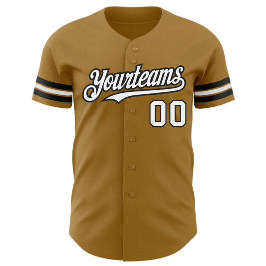 Custom Old Gold White-Black Authentic Baseball Jersey - Sky-Custom