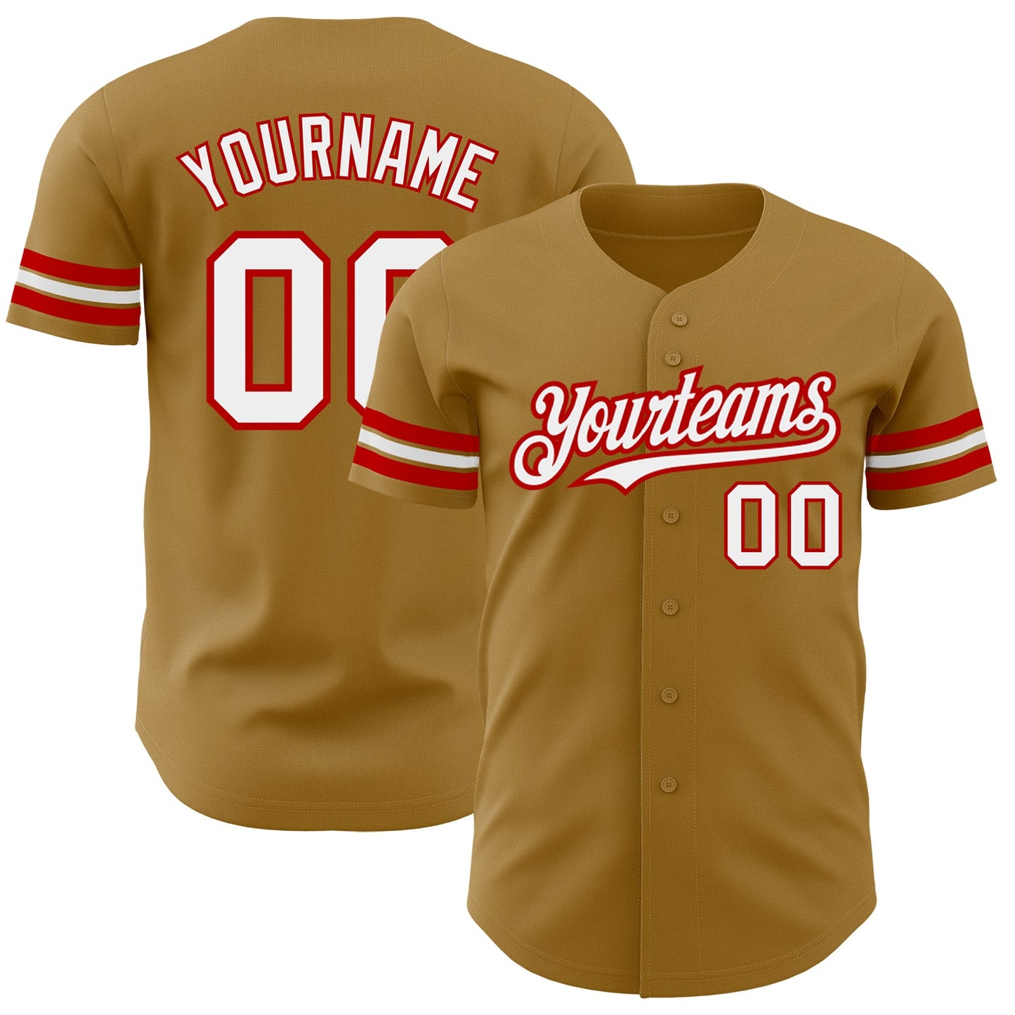Custom Old Gold White-Red Authentic Baseball Jersey - Sky-Custom